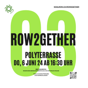 ROW2GETHER by SOUL ROW Indoor Rowing Klassen auf der Polyterrasse in Zürich